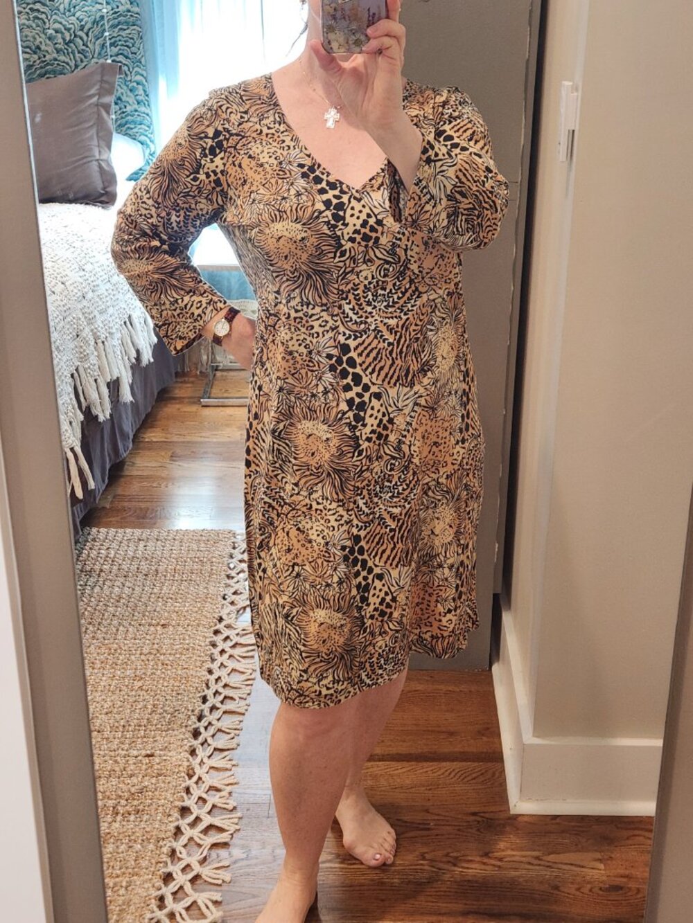 Animal Print LILLY PULITZER Long Sleeved DRESS Women's Size XL - Picture 8 of 8